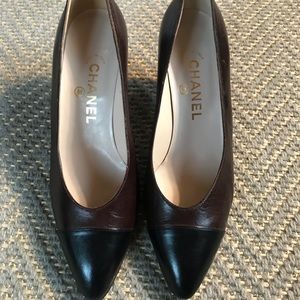 Pair of Chanel brown/black pumps